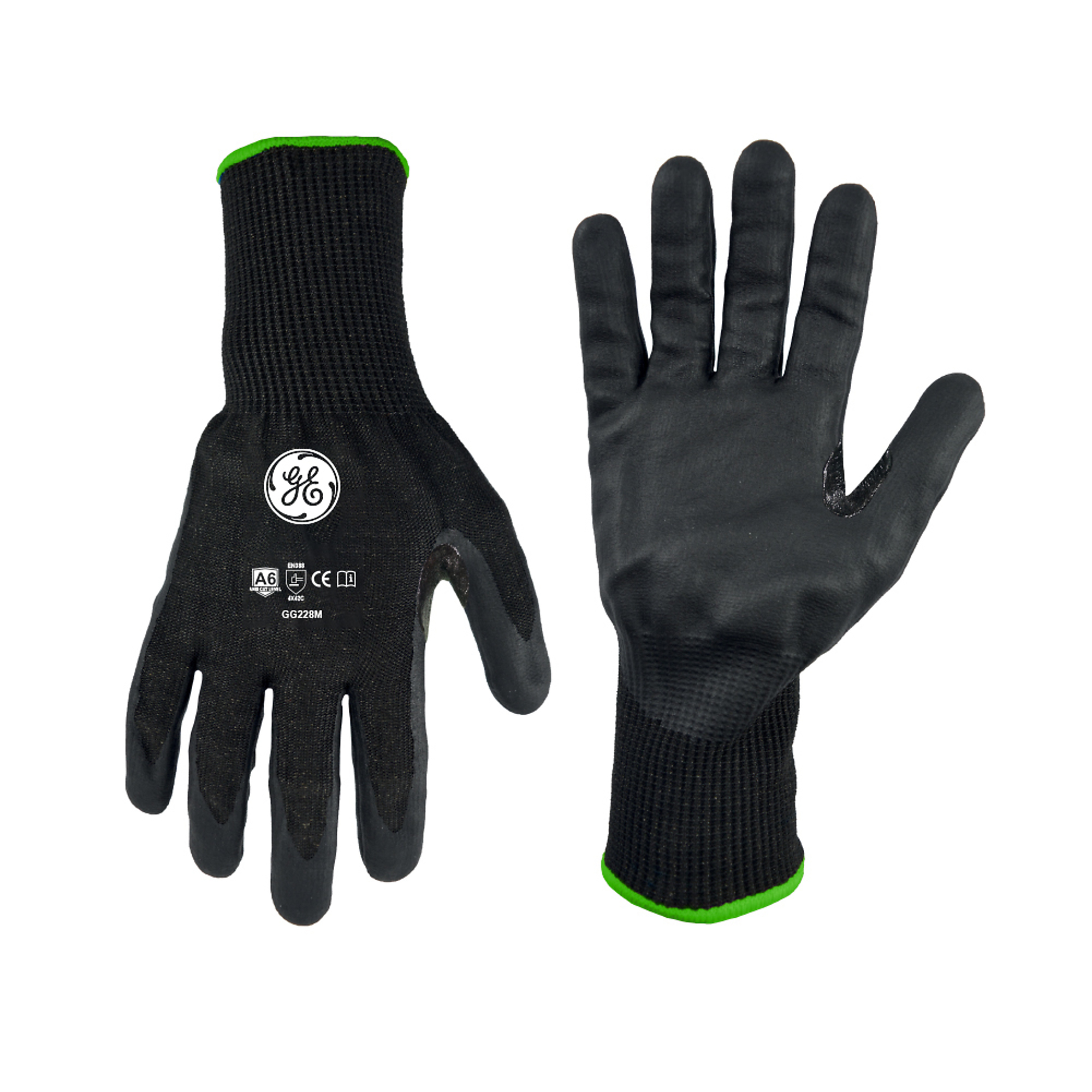 General Electric Foam Nitrile Black Dipped Gloves, 13GA, 1 Pair XL